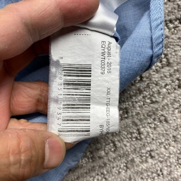 QUIKSILVER Shirt Men XXL Blue Button Down Modern Fit Casual Pocket Poly Cotton - Picture 7 of 10